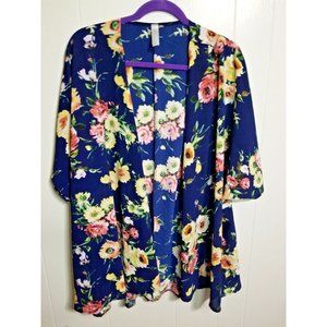 #m2d Womens Blue Floral Kimono Size Large